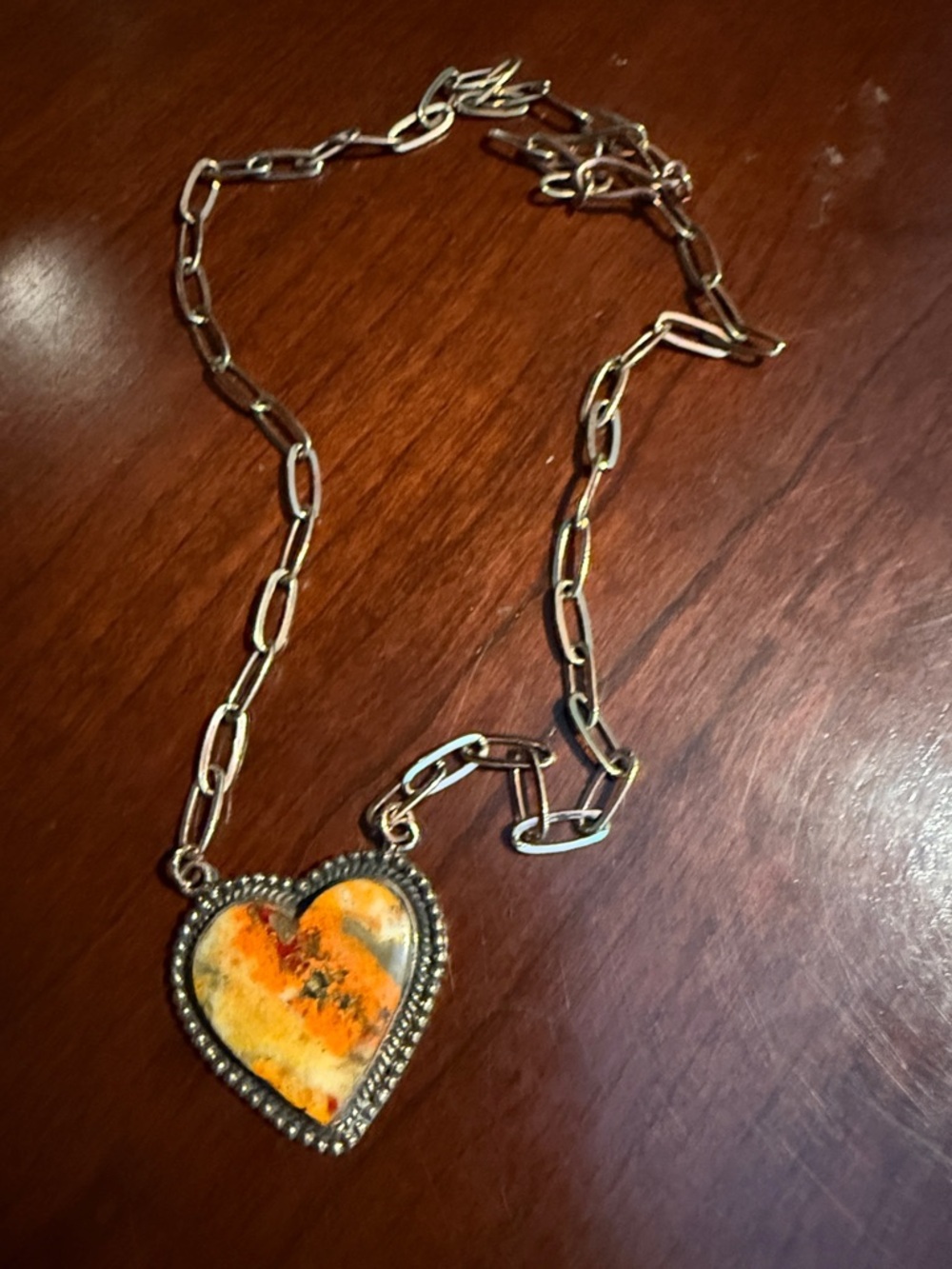 Copper Heart Pendant Necklace with Bumblebee Jasper Stone- Women's Jewelry NWOT - Picture 2 of 3